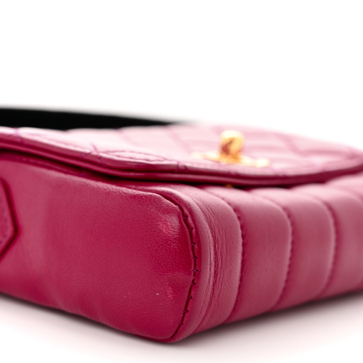 Lambskin Diamond Vertical Quilted Messenger Flap Dark Pink