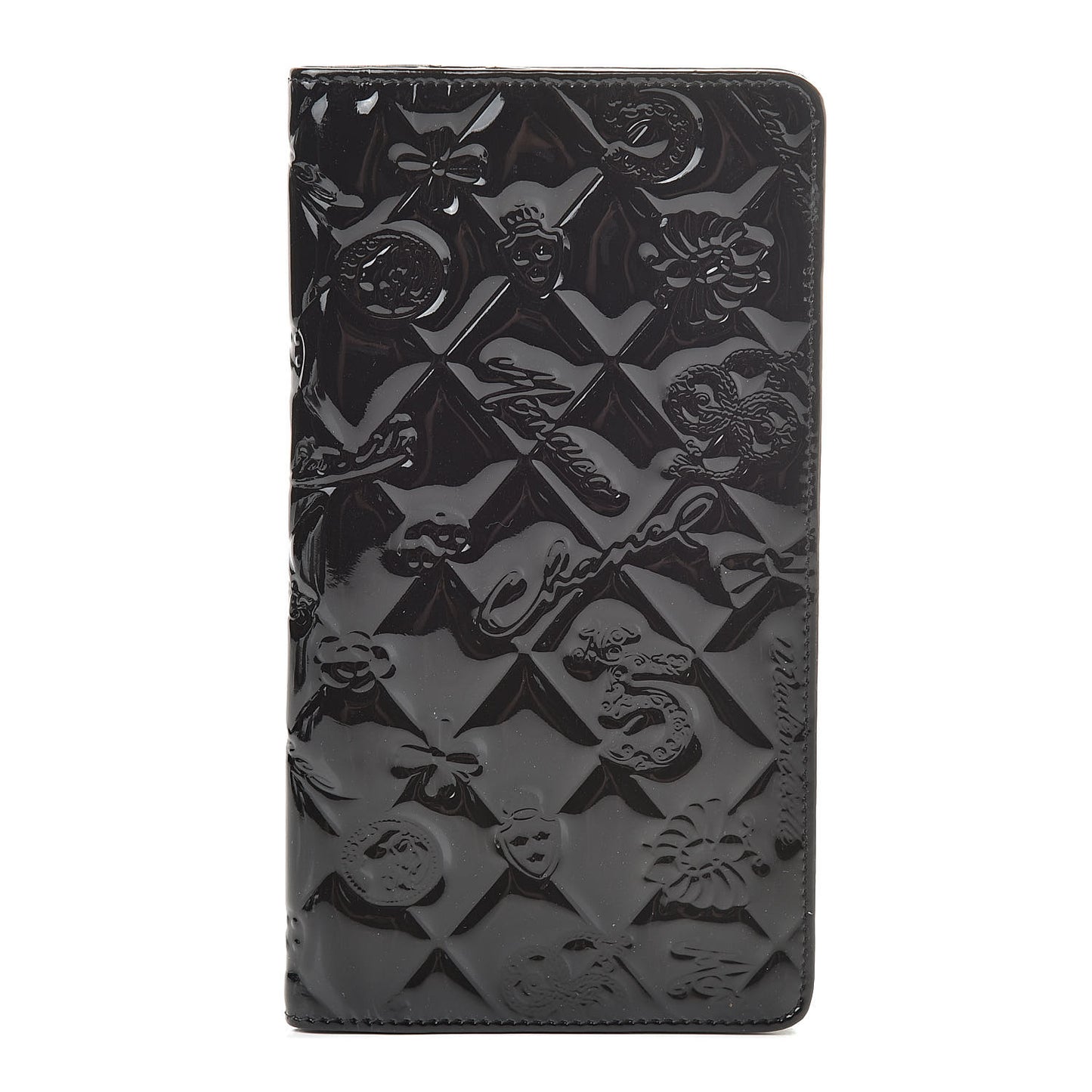 Patent Calfskin Lucky Symbols Agenda Cover Black