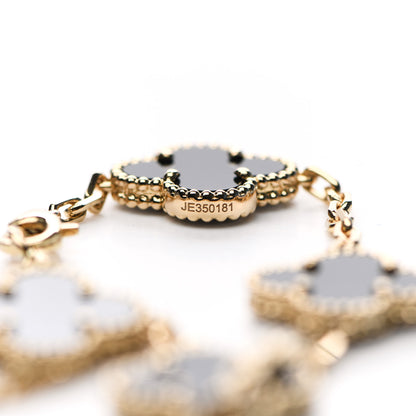 Van Cleef & Arpels 18K Yellow Gold Black Onyx 10 Motifs Vintage Alhambra Necklace 5 of 6