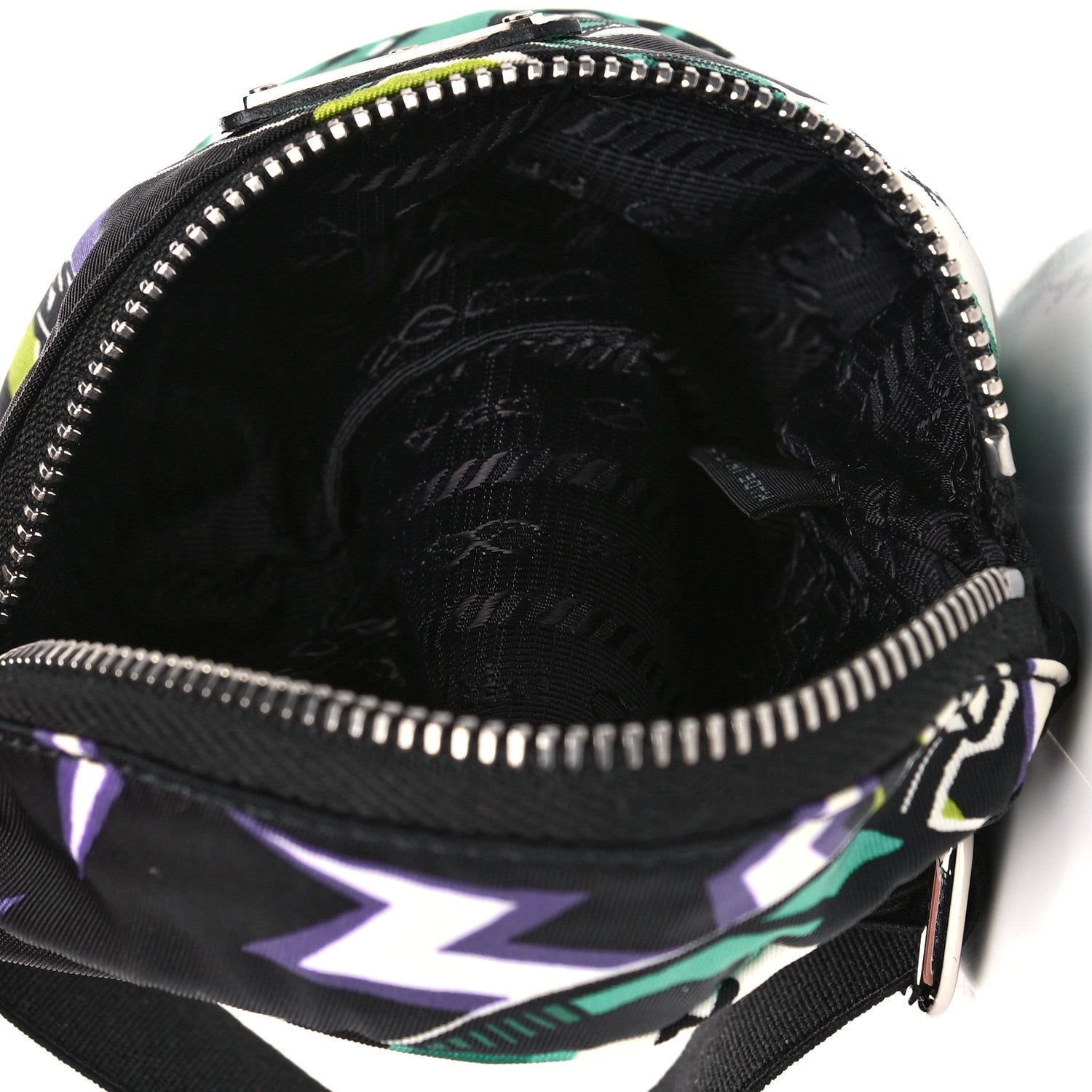 Prada X UNIVERSAL STUDIOS Tessuto Nylon Frankenstein Print Montagna Mini Pouch Black Menta 5 of 9