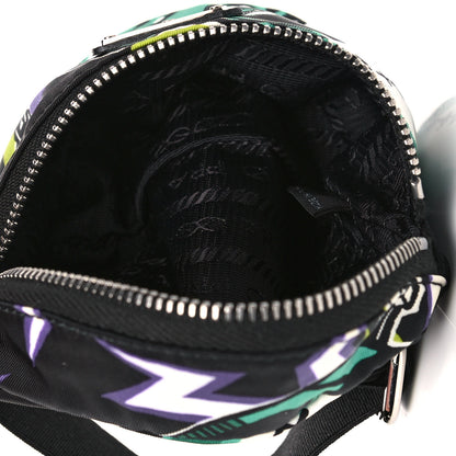 Prada X UNIVERSAL STUDIOS Tessuto Nylon Frankenstein Print Montagna Mini Pouch Black Menta 5 of 9