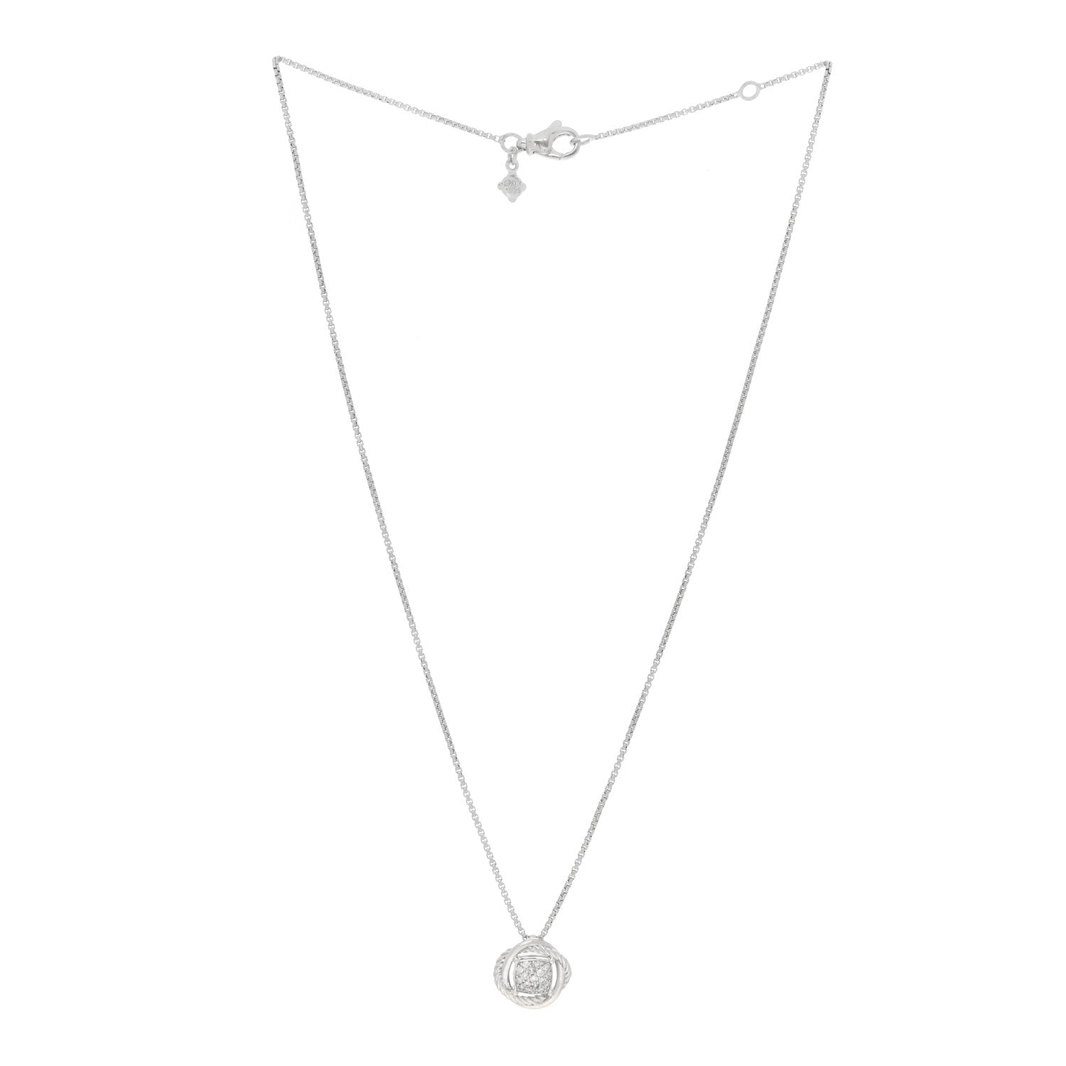 David Yurman Sterling Silver Diamond 13mm Infinity Pendant Necklace 2 of 4
