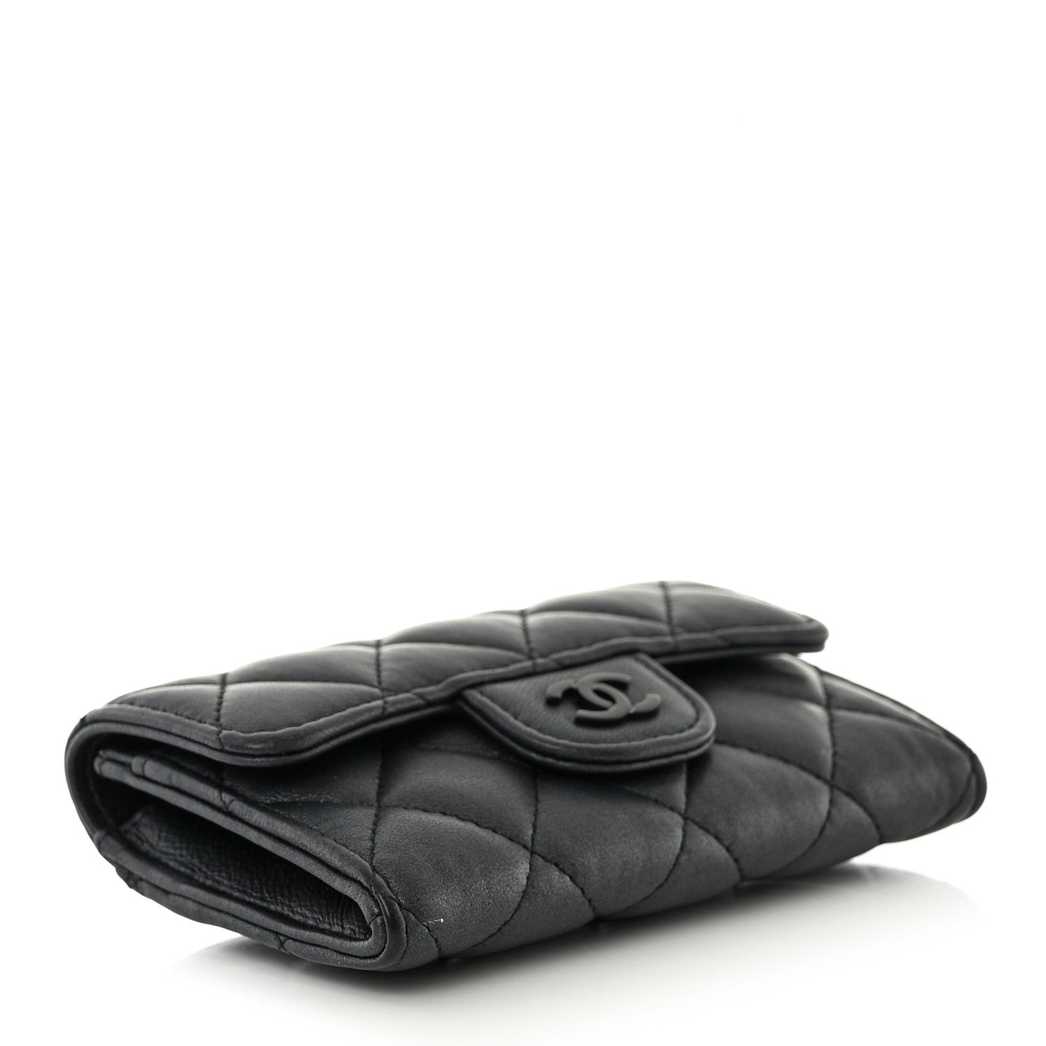 Chanel Lambskin Quilted Flap Card Holder Wallet So Black 4 of 9