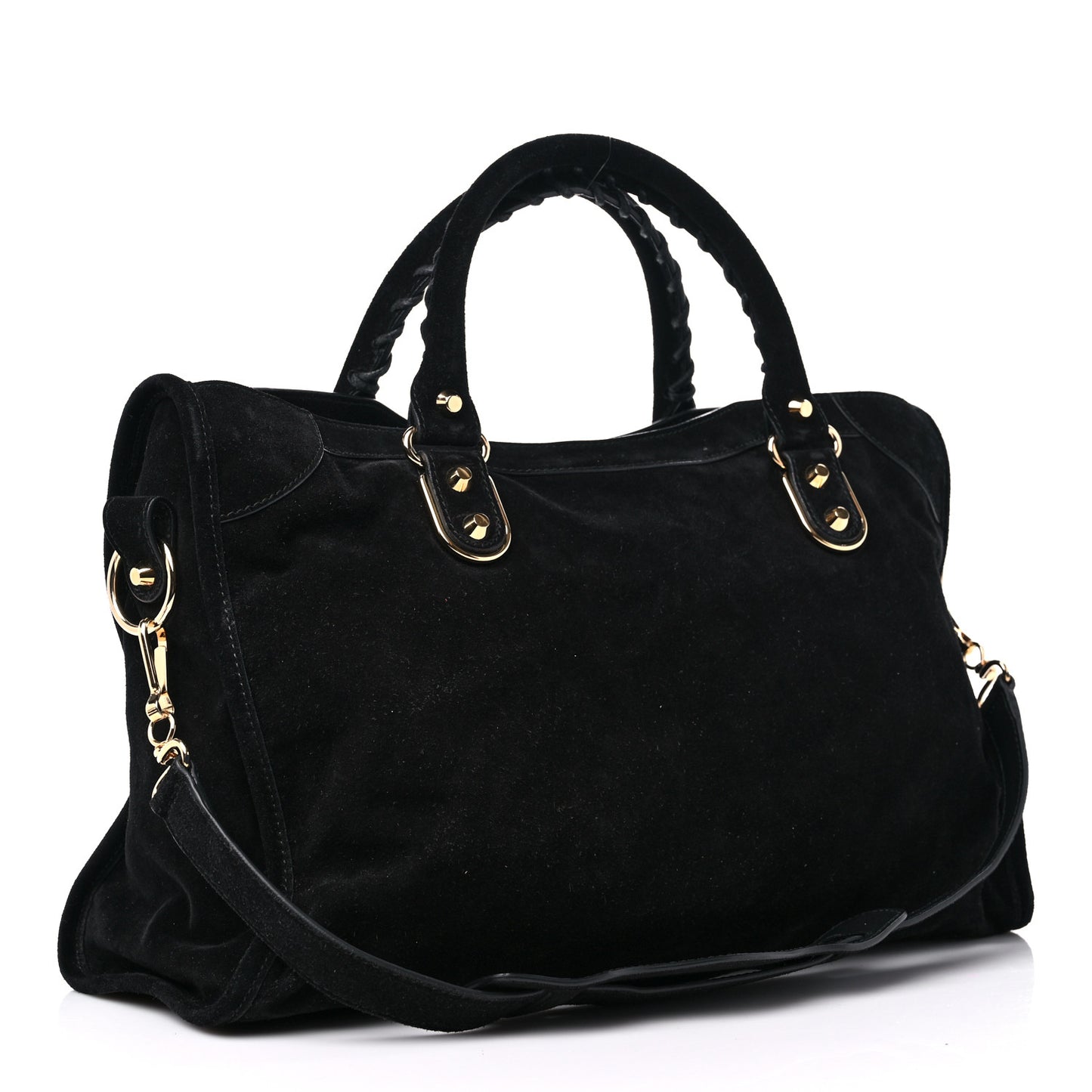 Baby Daim Suede Gold Metallic Edge Hardware City Black