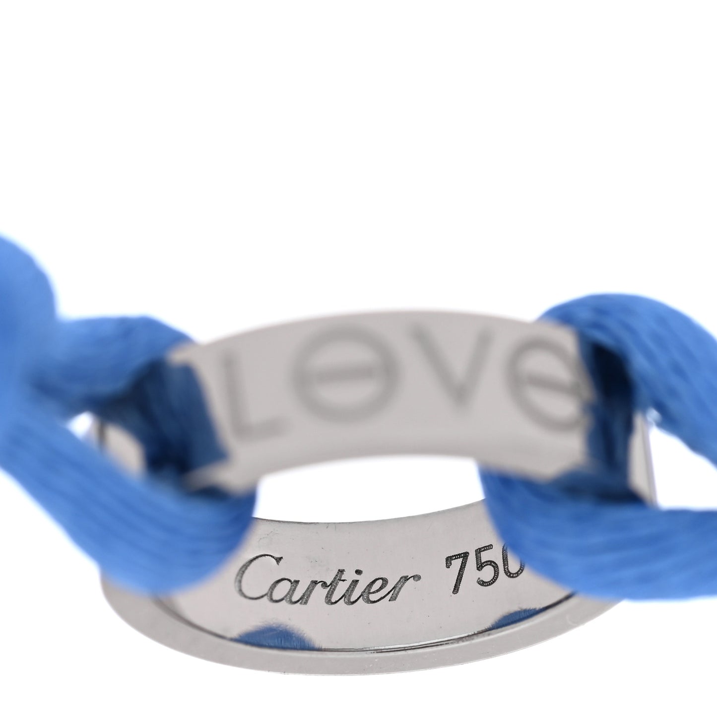 18k White Gold Charity LOVE Adjustable Cord Bracelet Royal Blue