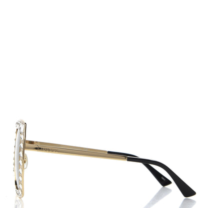 Gucci Metal Acetate Crystal Oversize GG0115S Sunglasses Gold 3 of 8
