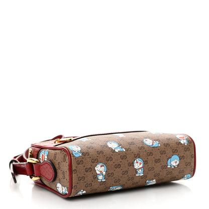 Gucci X DORAEMON Mini Vintage GG Supreme Monogram Camera Bag Beige Cherry Red 4 of 10