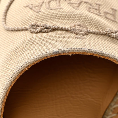 Prada Linen Logo Espadrille 90mm Wedge Sandals 36 9 of 9