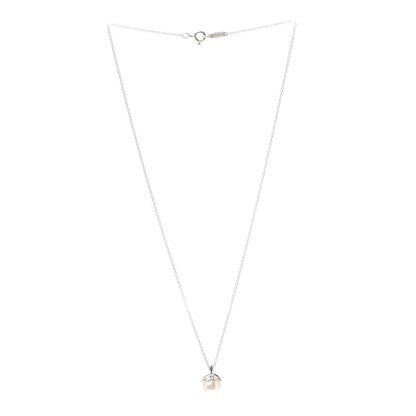 Tiffany Sterling Silver Pearl Heart Cap Pendant Necklace 3 of 6