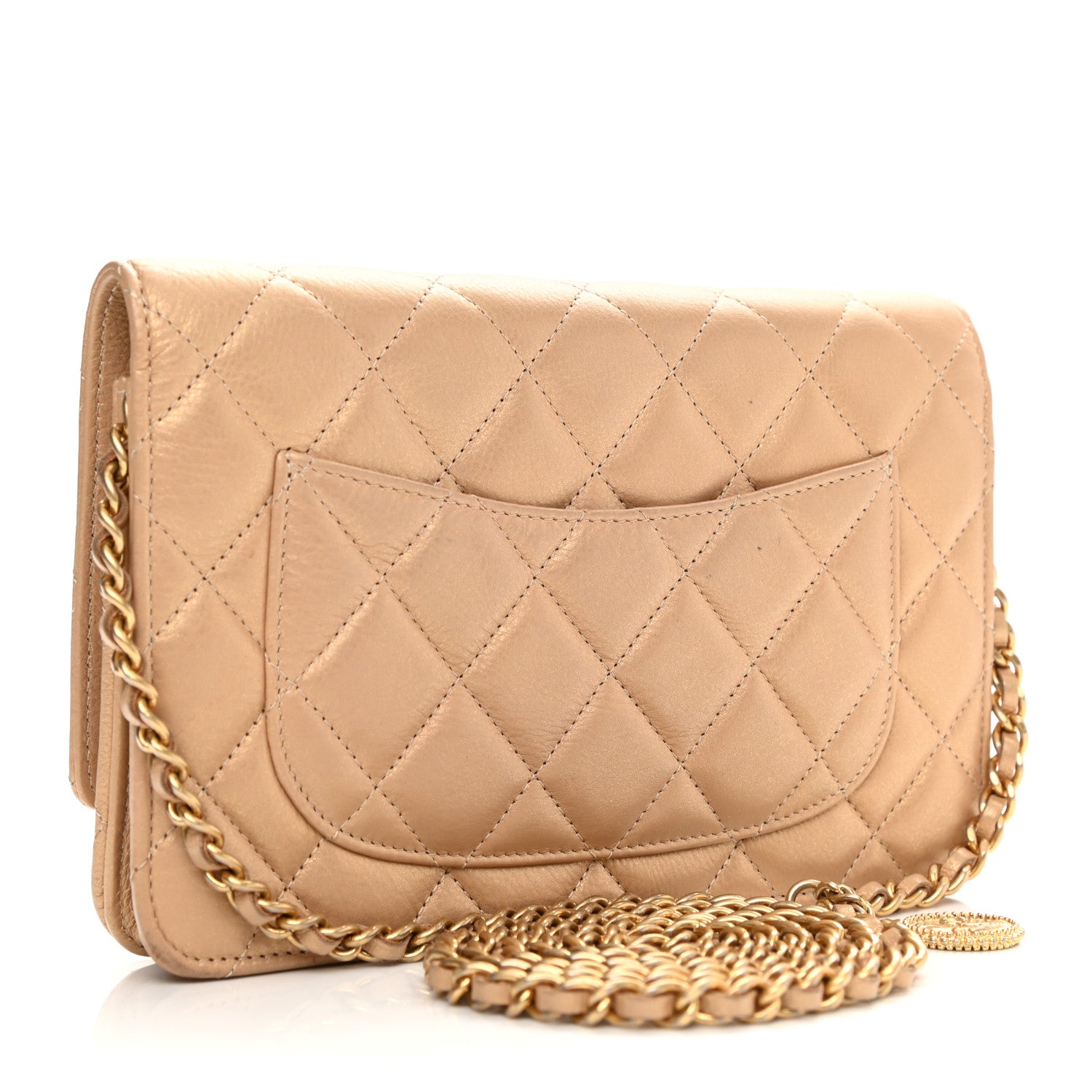 Chanel Iridescent Calfskin Quilted Wallet on Chain WOC Gold 2 of 9