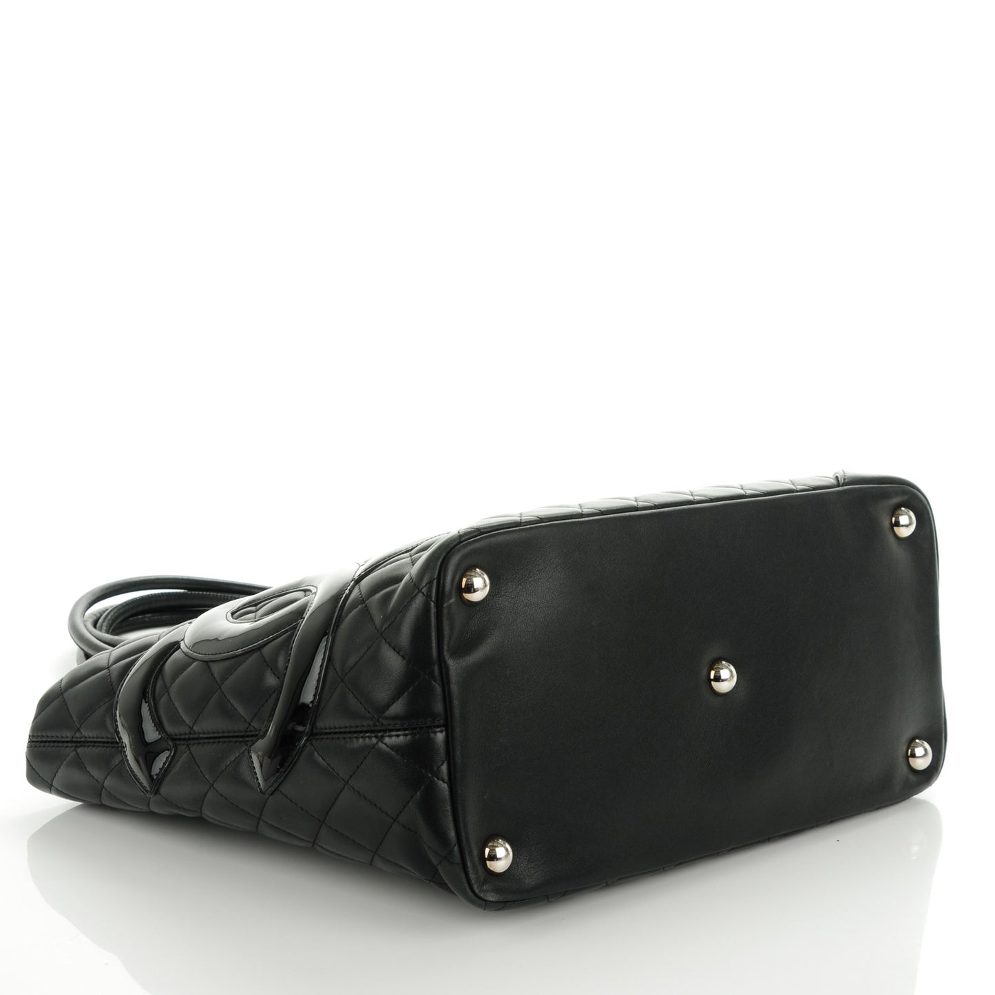 Calfskin Quilted Large Cambon Tote Black