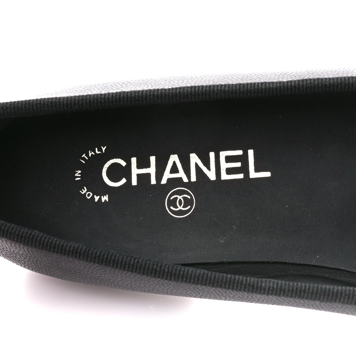 Chanel Caviar CC Cap Toe Ballerina Flats 39 Black 7 of 9