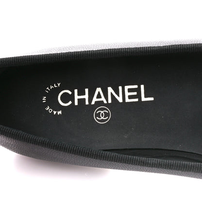 Chanel Caviar CC Cap Toe Ballerina Flats 39 Black 7 of 9