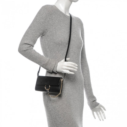 Chloe Suede Calfskin Mini Faye Shoulder Bag Black 2 of 7