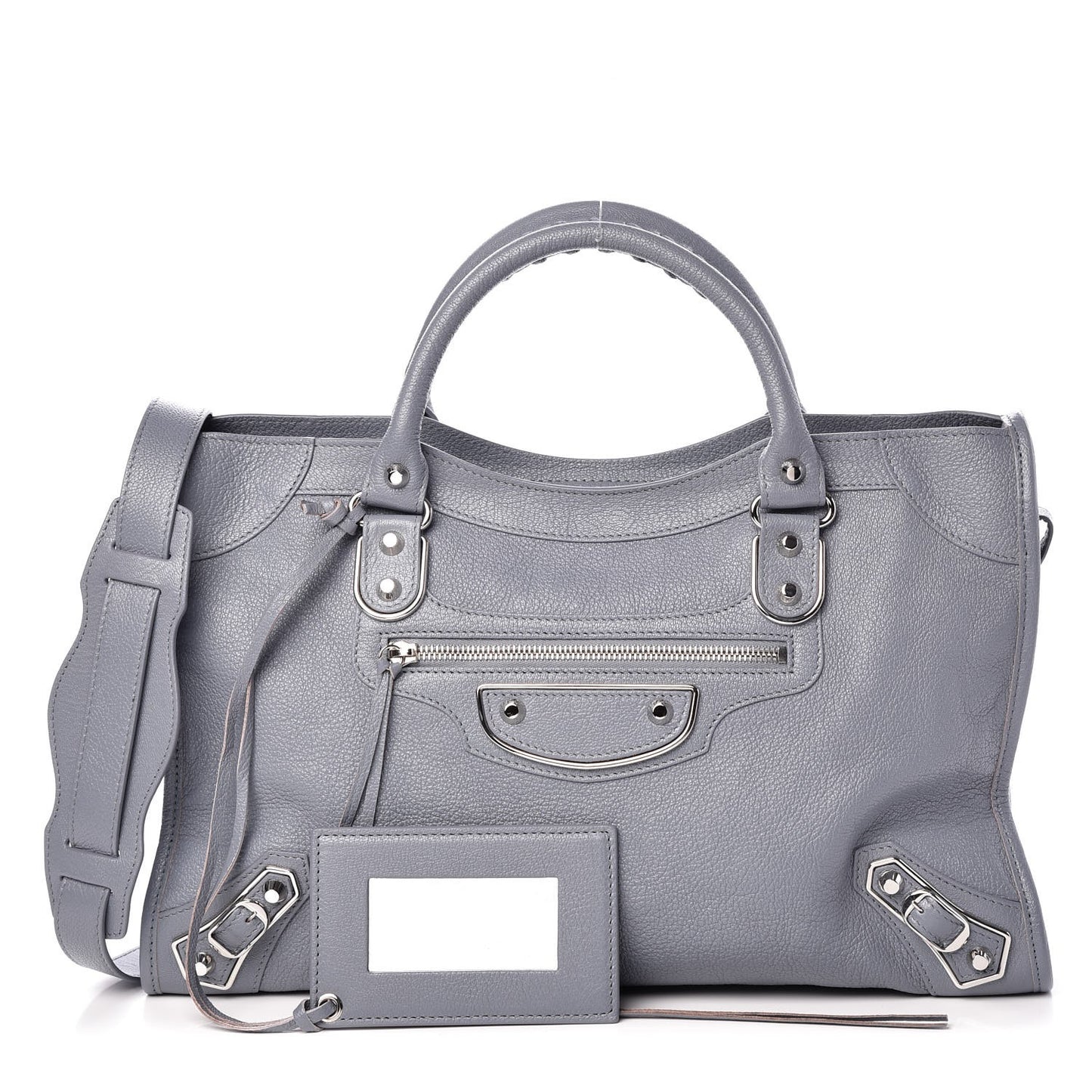 Chevre Silver Metallic Edge Hardware City Bleu Acier