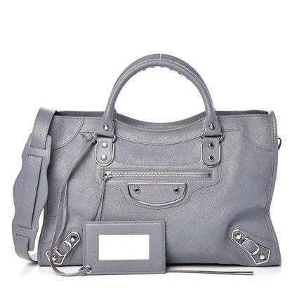 Balenciaga Chevre Silver Metallic Edge Hardware City Bleu Acier 1 of 11
