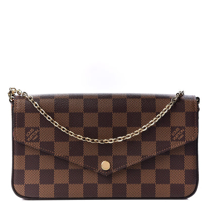 Louis Vuitton Damier Ebene Pochette Felicie Chain Wallet 1 of 12