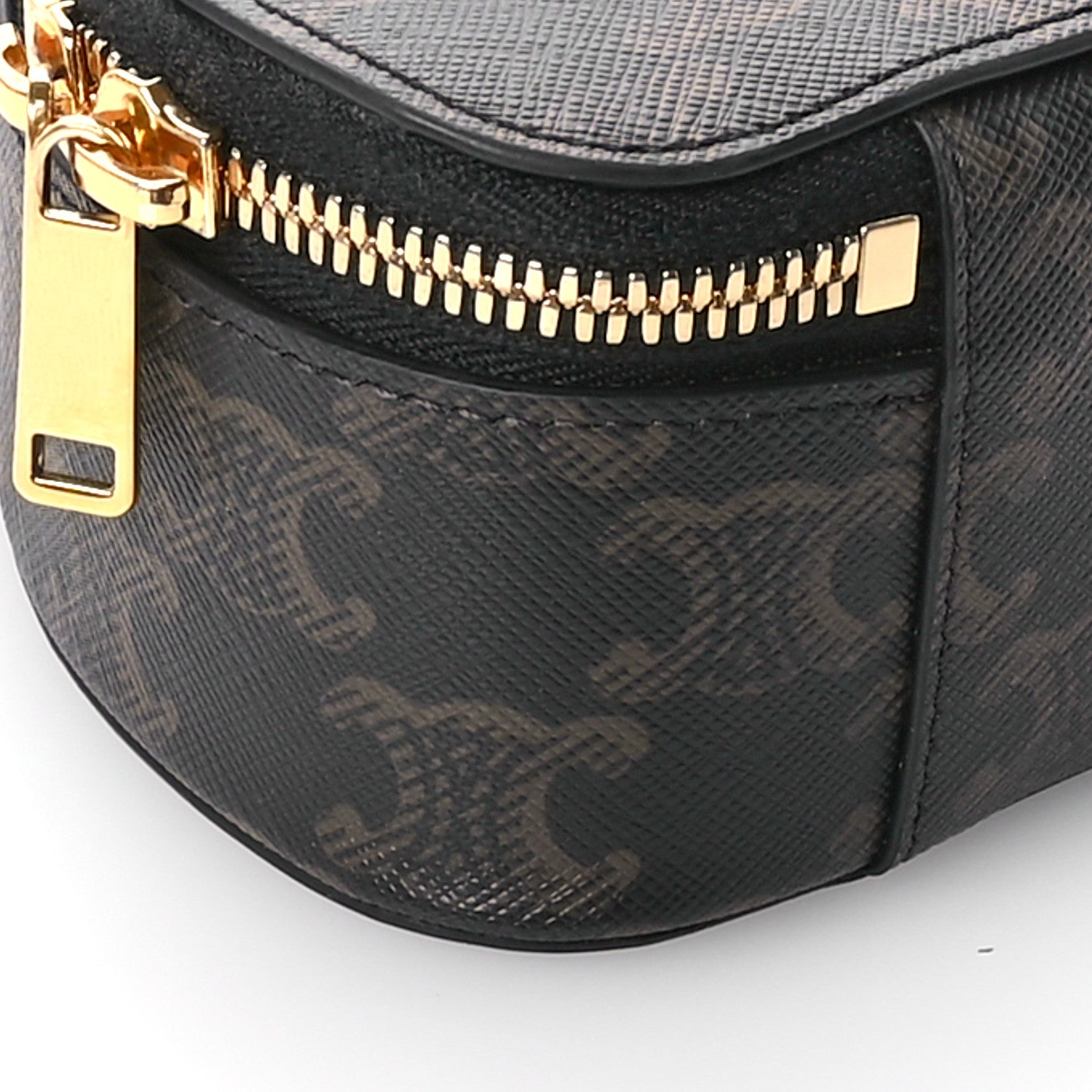 Celine Calfskin Triomphe Canvas Half Moon Case Tan 9 of 11