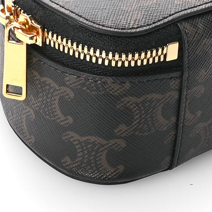 Celine Calfskin Triomphe Canvas Half Moon Case Tan 9 of 11