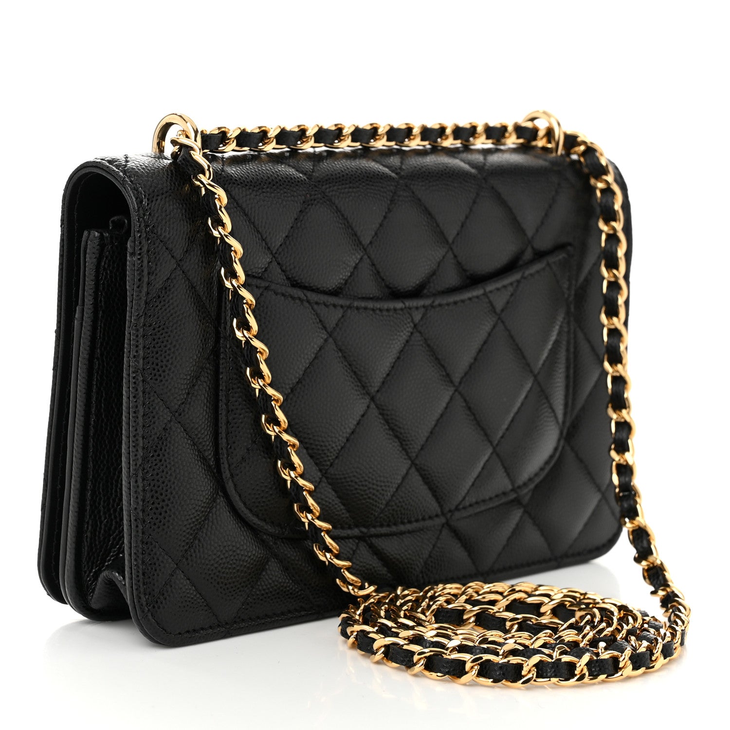 Chanel Caviar Quilted Pocket Clutch With Chain WOC Black 3 of 13