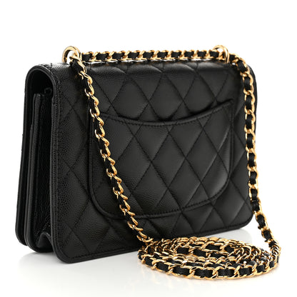 Chanel Caviar Quilted Pocket Clutch With Chain WOC Black 3 of 13
