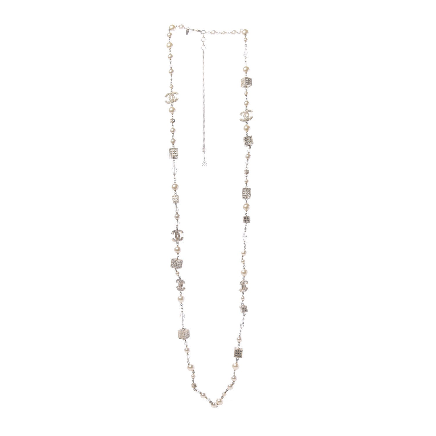 Chanel Pearl Baguette Crystal CC Long Necklace Gold 3 of 6