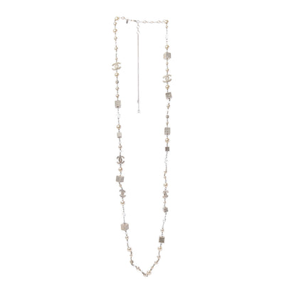 Chanel Pearl Baguette Crystal CC Long Necklace Gold 3 of 6