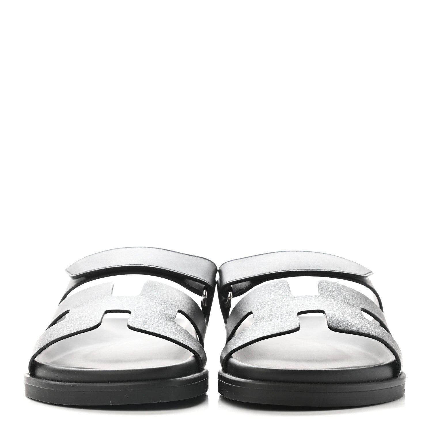 Hermes Calfskin Womens Chypre Sandals 39.5 Black 2 of 9