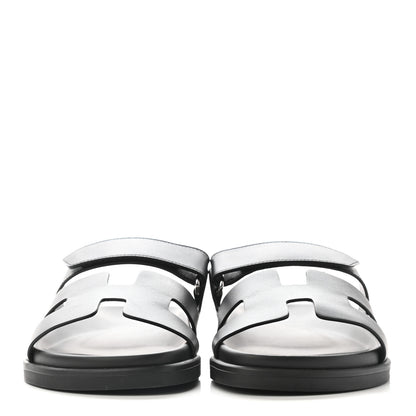 Hermes Calfskin Womens Chypre Sandals 39.5 Black 2 of 9