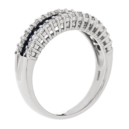 Parker & West by FASHIONPHILE Platinum Diamond Blue Sapphire 0.50ctw Three Row Ring 53 6.5 6 of 9