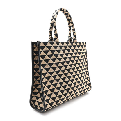 Prada Jacquard Saffiano Triangolo Symbole Embroidered Large Tote Black Corda 3 of 10