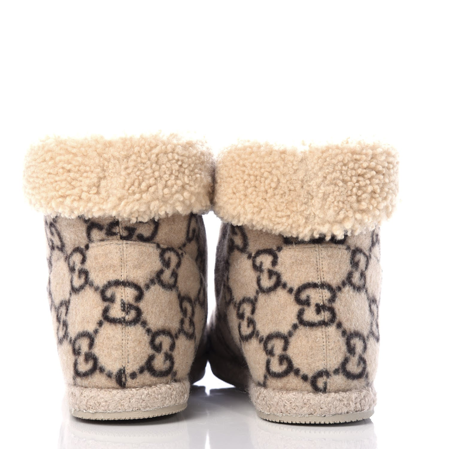 Gucci Covered Wool GG Monogram Womens Fria Horsebit Ankle Boots 41 Beige Ebony Butterscotch 7 of 10