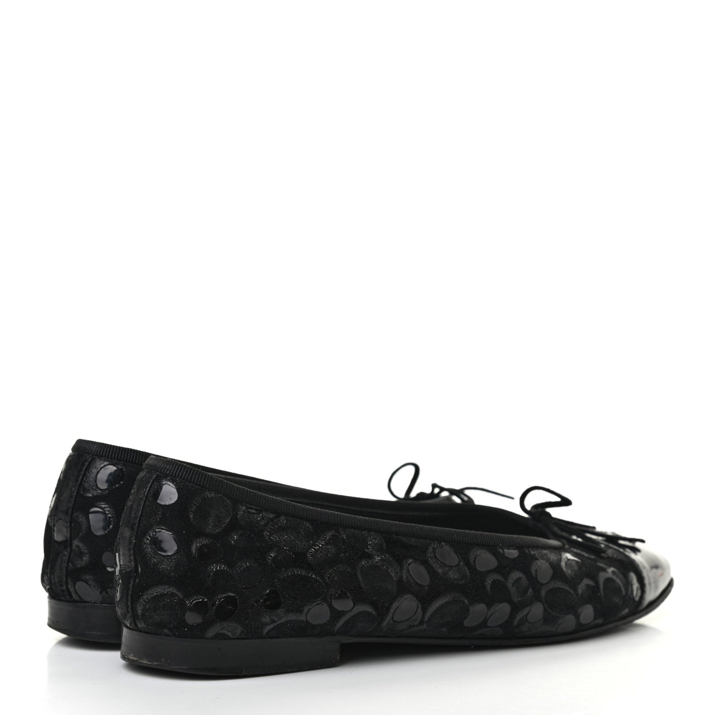 Patent Suede CC Cap Toe Ballerina Flats 38 Black