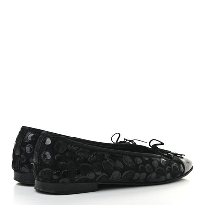 Chanel Patent Suede CC Cap Toe Ballerina Flats 38 Black 3 of 6