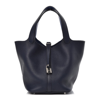 Hermes Taurillon Clemence Picotin Lock 22 MM Bleu Nuit Bleu Electrique 1 of 7