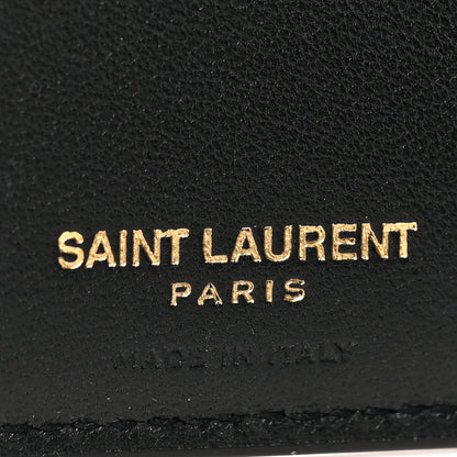 Saint Laurent Calfskin Crocodile Embossed Tiny Cassandre East West Wallet Black 6 of 6