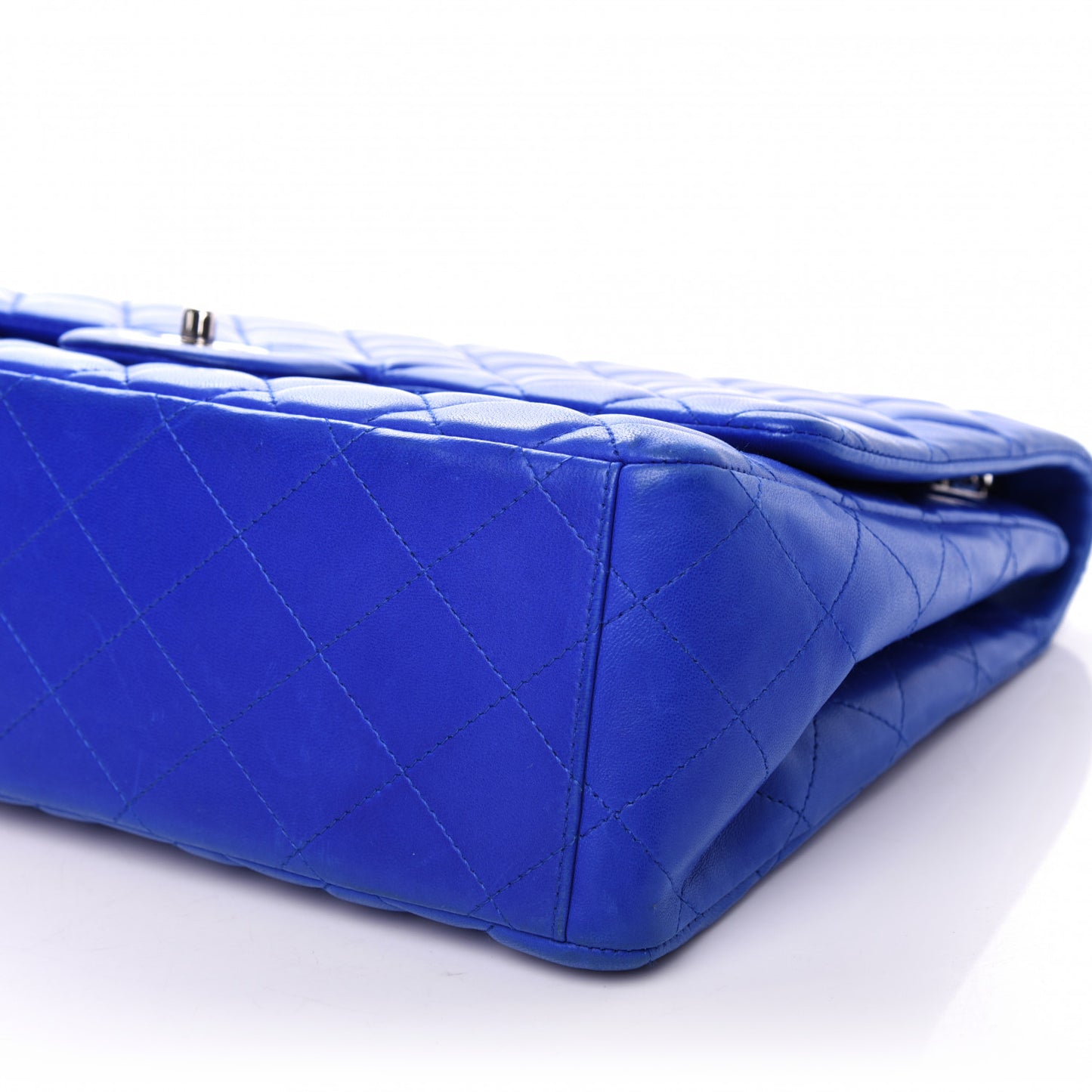 Lambskin Quilted Maxi Single Flap Blue