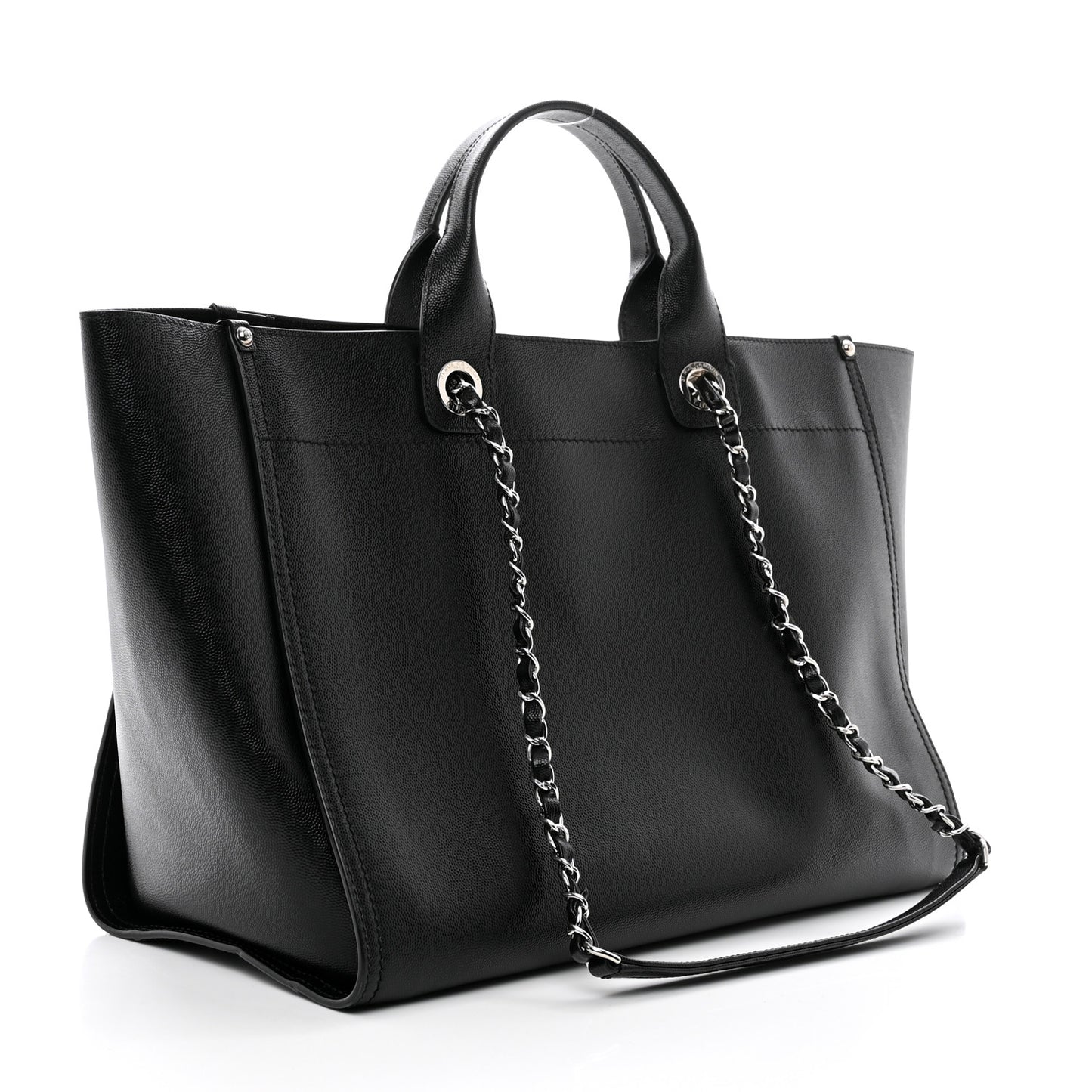 Caviar Medium Studded Deauville Tote Black