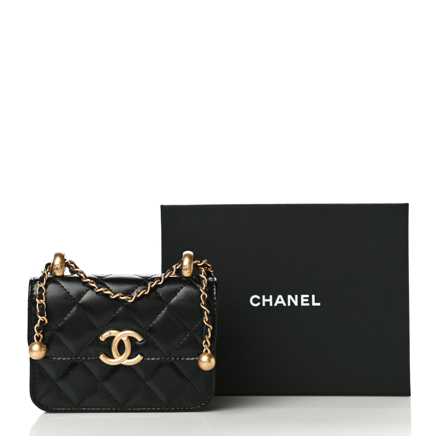 Chanel Calfskin Quilted Perfect Fit Coin Purse With Chain Black 12 of 12
