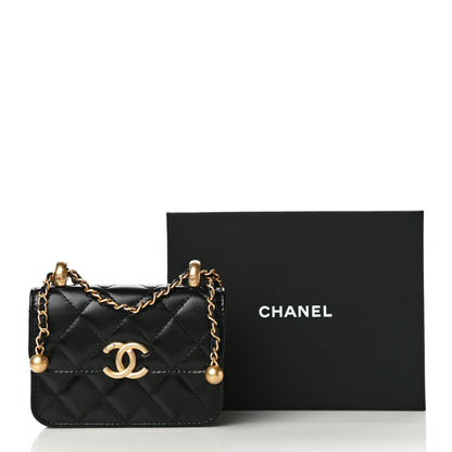 Chanel Calfskin Quilted Perfect Fit Coin Purse With Chain Black 12 of 12
