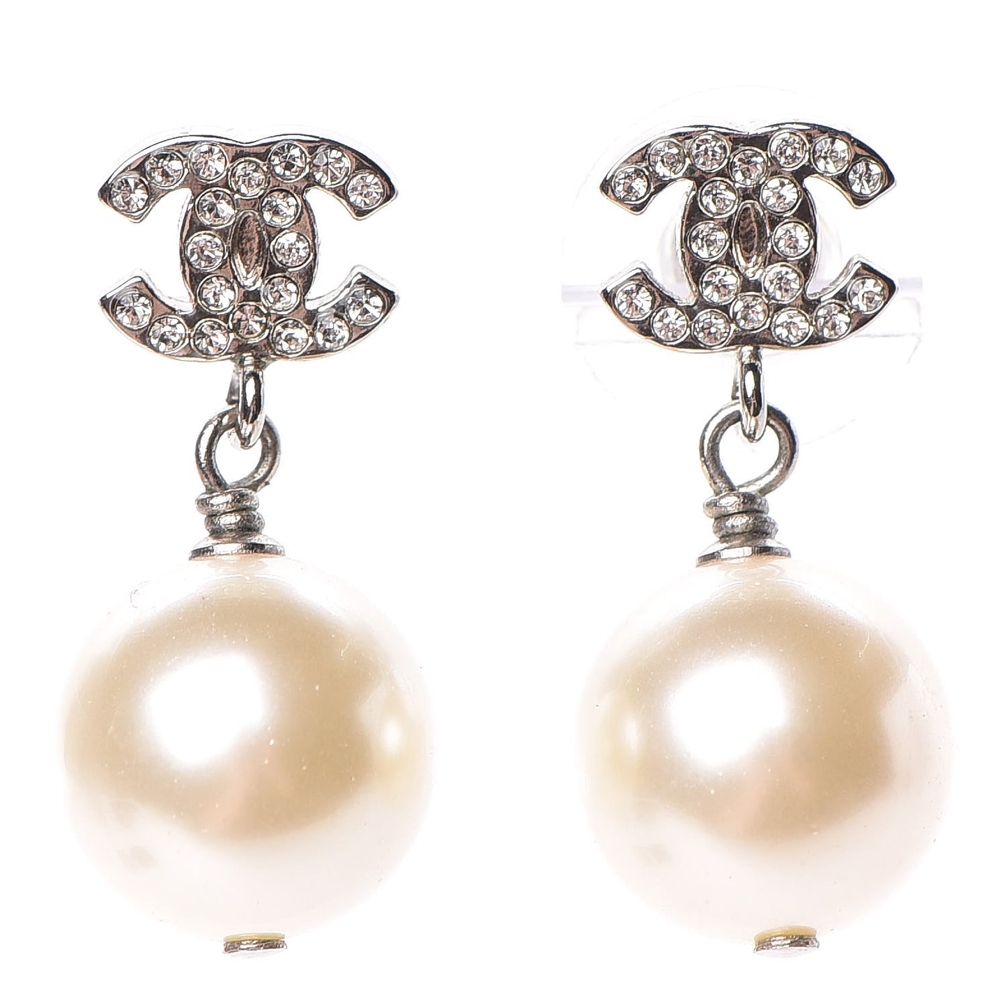 Crystal Pearl CC Drop Earrings