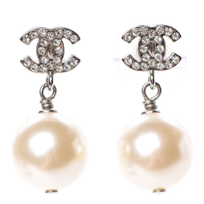 Chanel Crystal Pearl CC Drop Earrings 1 of 6