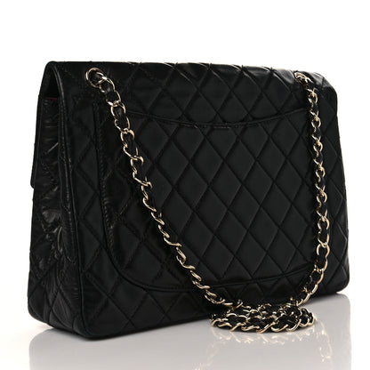 Chanel Washed Lambskin Quilted Maxi Single Flap Black 2 of 9