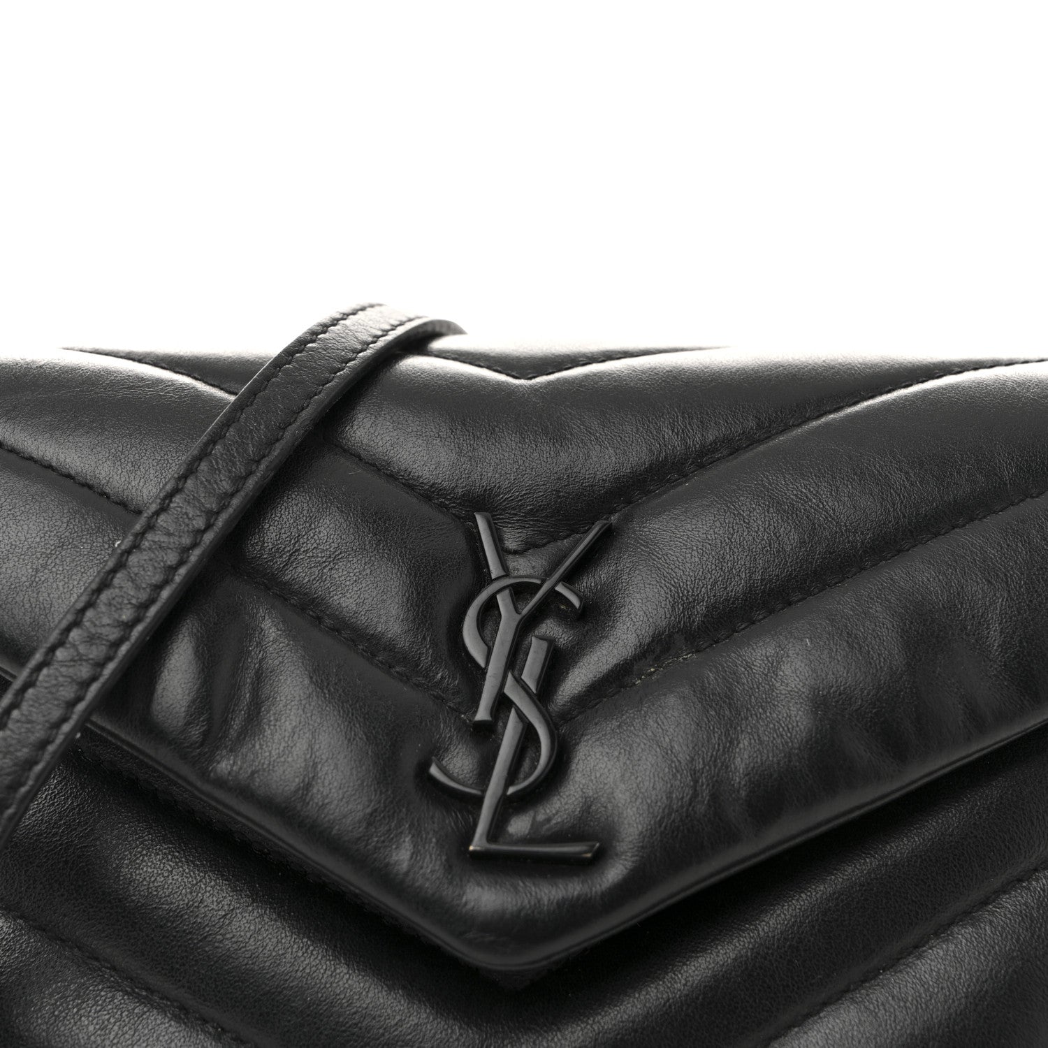 Saint Laurent Calfskin Y Quilted Monogram Monochrome Toy Loulou Crossbody Bag Black 8 of 16