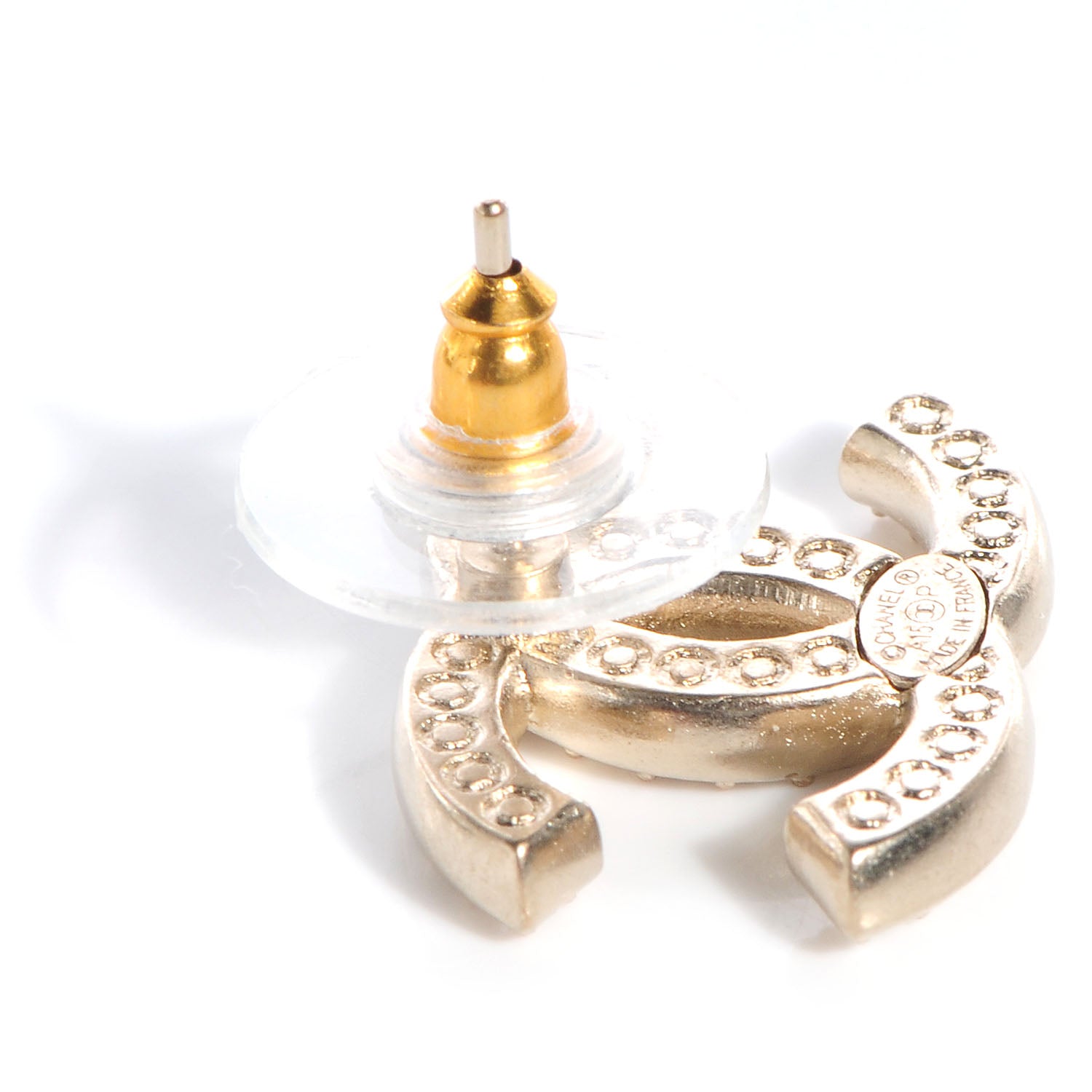 Chanel Crystal CC Earrings Brushed Gold 3 of 5
