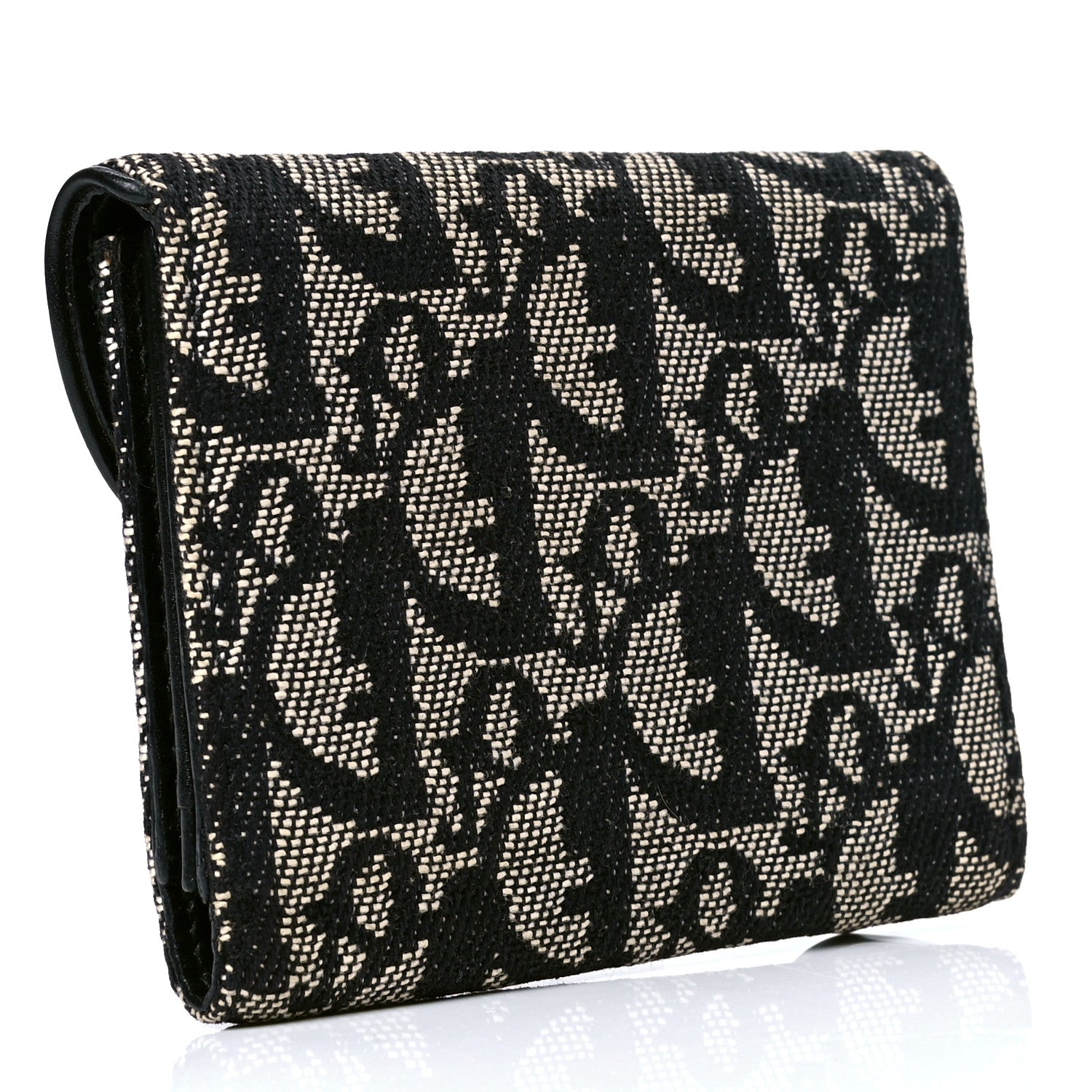 Christian Dior Monogram Compact Saddle Wallet Black 2 of 5