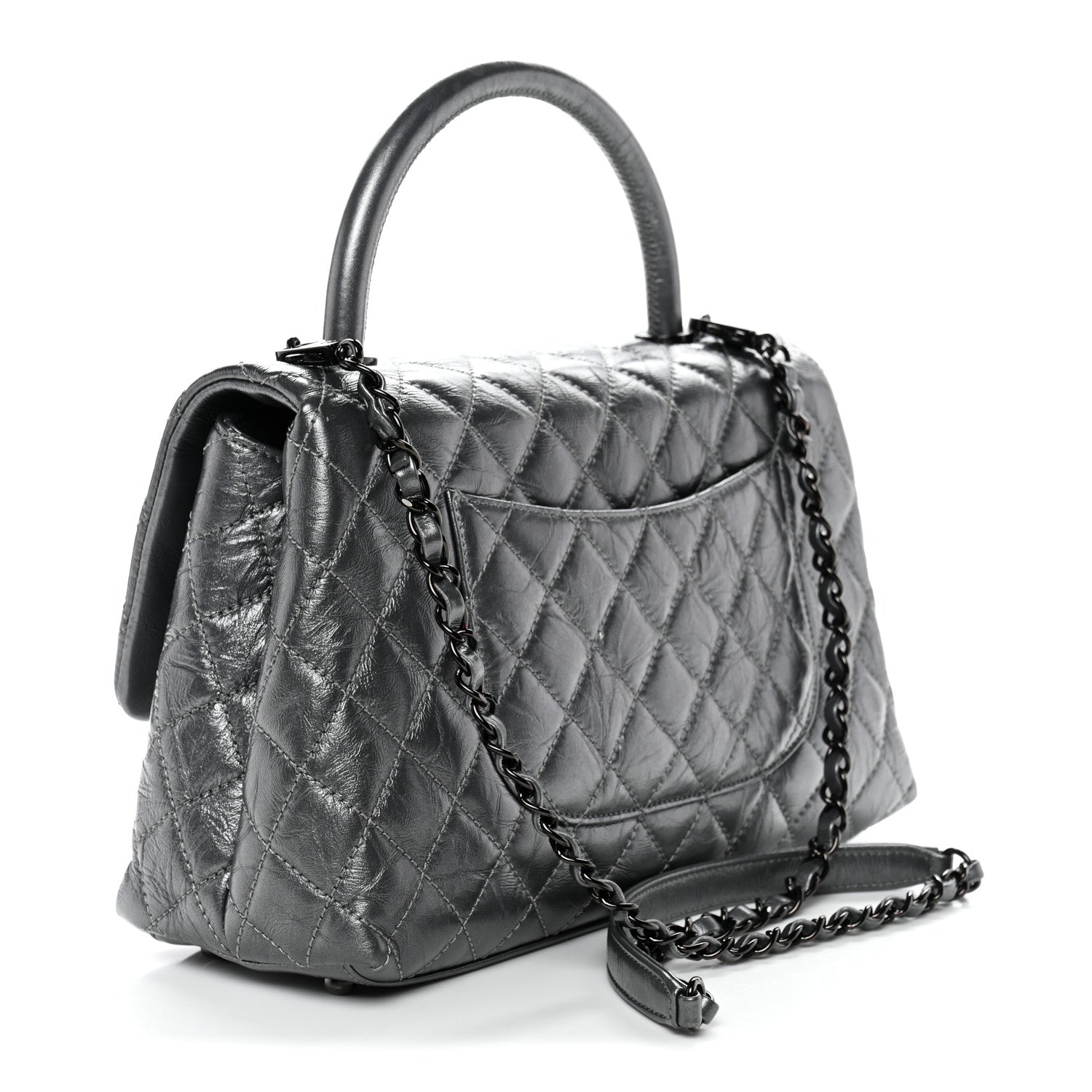 Chanel Metallic Aged Calfskin Quilted Small Coco Handle Flap