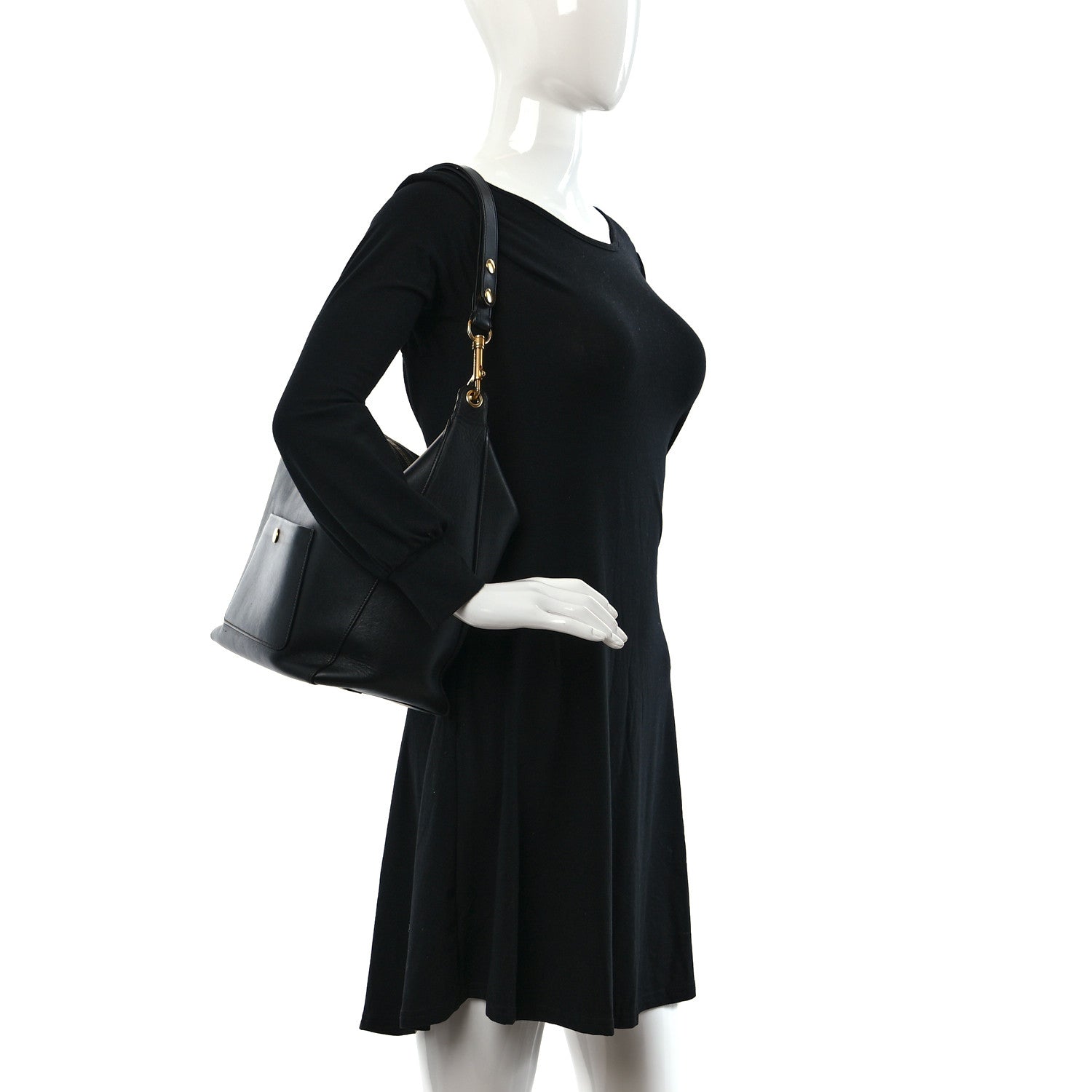 Celine Natural Calfskin Medium Zipped Hobo Black 2 of 8