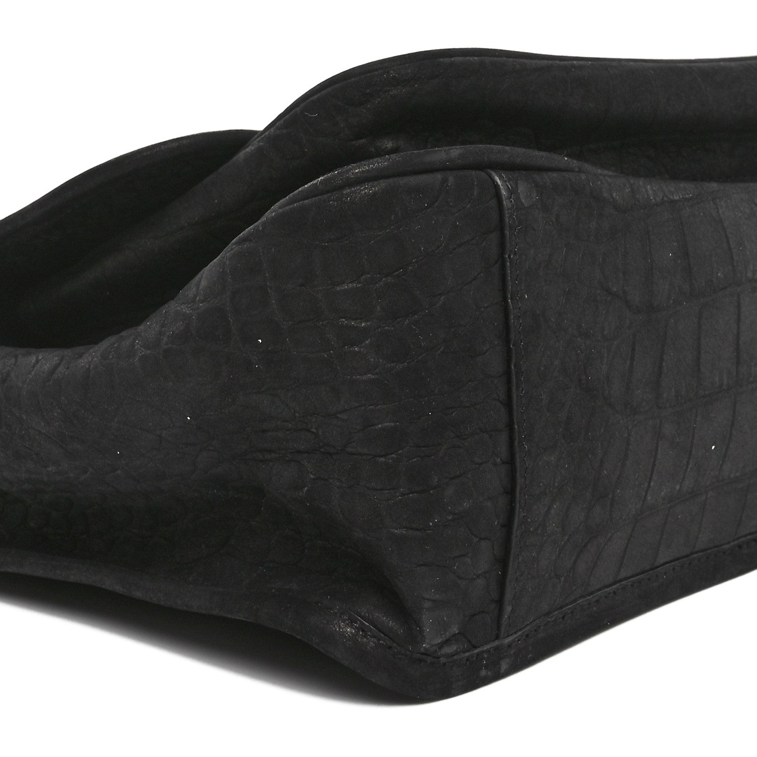 Saint Laurent Nubuck Crocodile Embossed Monogram Medium Niki Chain Satchel Black 9 of 10