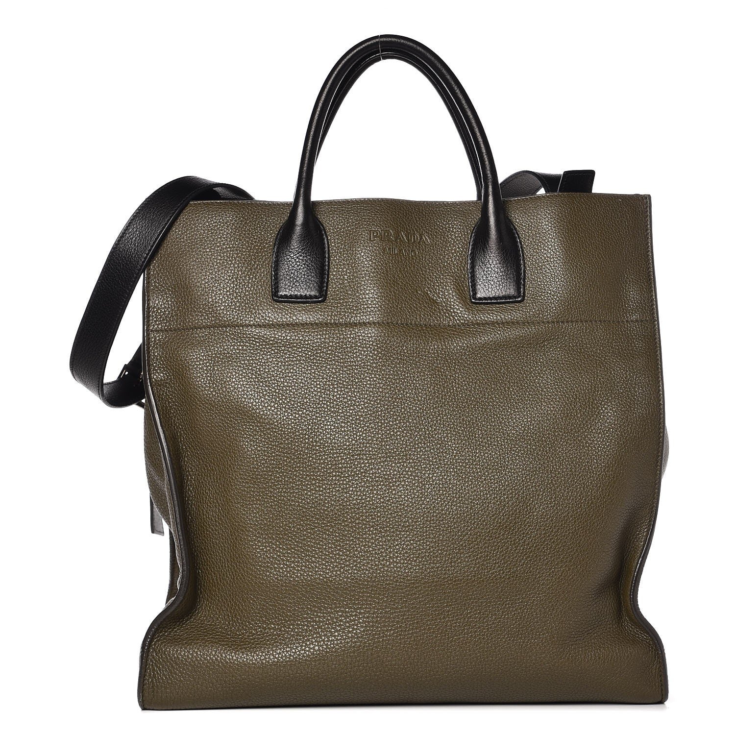 Prada Vitello Daino Tote Dark Green 1 of 11